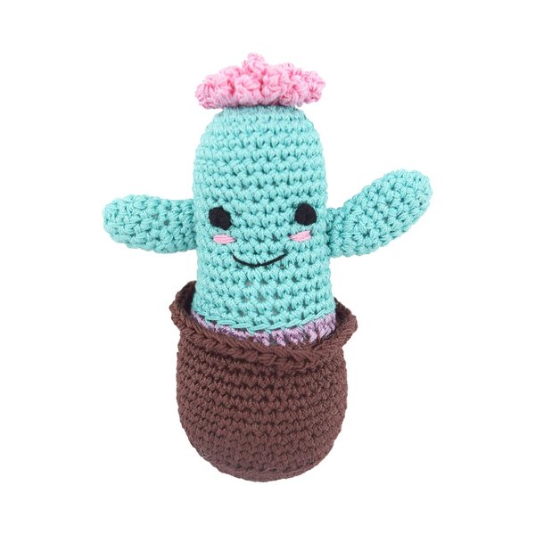 DOGO Pet Fashions Dog Teeth Cleaning Cotton Crochet Squeaky Dog Toy for Small Dog - Cactus