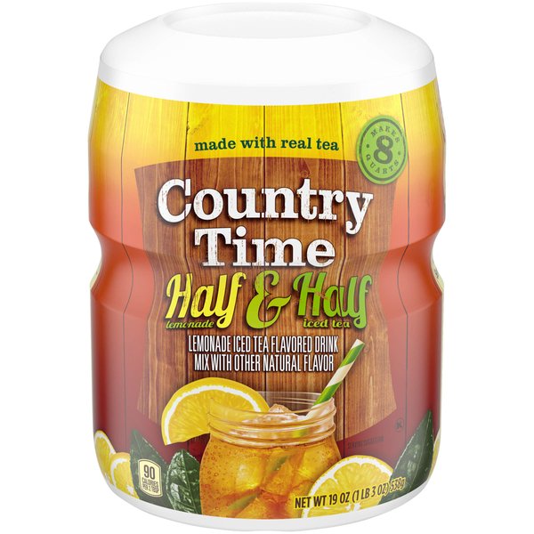 Country Time Half & Half Lemonade Iced Tea Naturally Flavored Powdered Drink Mix 1 Count 19 oz Canister