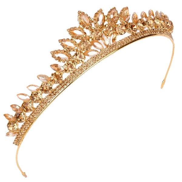Women's Tiara, Crown for Henna Wedding Party | Glitter Hair Accessories for Bridal Birthday Pageant Prom Halloween Costume Christmas Party, Queen Princess Crowns | Leaf Model - Honey