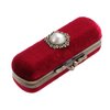 Cabilock Fashion Retro Velvet Lipstick Box Lip Balm Organizer Bag Durable Soft Cosmetic Storage Case with Mirror (Red)