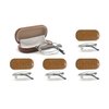 EYE ZOOM 5 Pairs Compact Rectangular Metal Folding Reading with Hard Case Comfort Fit for Men and Women, Silver Frame, Light Brown Case, 1.00 Strength