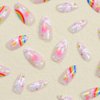 Pikabows Press On Nails Long Almond Heart Rainbow Stripe LGBT Fake Nails Acrylic False Nail Tips Kit Glue on Nails for Women