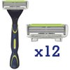 ShaveMOB 6-Blade Men's Razor Kit (Flex Head Handle + 12 Refills) - The Caveman Shaving Kit