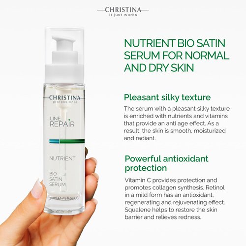 Christina Line Repair Bio Satin Vitamin C Serum for Face | Smoothing Hydrating Vitamin C Serum for Sensitive, Normal, and Dry Skin | Serum for Face with Vitamin A (30ml / 1 fl.oz)