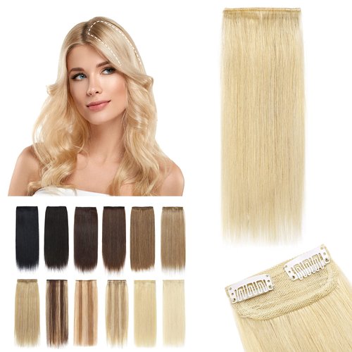 SEGO Short Hair Extensions Clip in Human Hair 6 Inch Hairpiece Human Hair Toppers for Women With Thinning Hair Adding Hair Volume -1 Pcs 10g Platinum Blonde