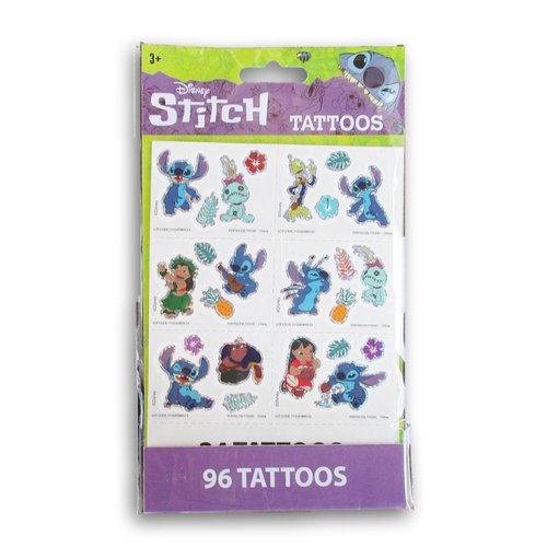 Stitch Alien Cartoon Temporary Tattoos - 96 Count