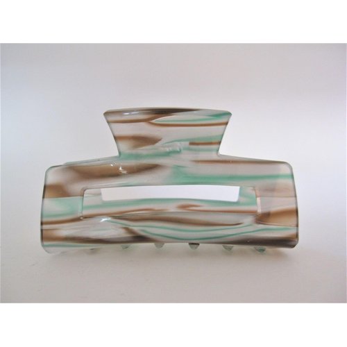 Blue brown frosted white clear rectangle pearl marbled hair claw clip