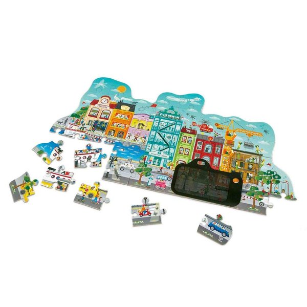 Hape Animated City Puzzle with Double-Sided Poster| 49 Pcs Jigsaw Puzzle for Kids