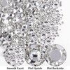 One Pack 2000 Pcs of Flatback Transparent White Clear Round Crystal Rhinestones 6 Sizes (1.5-6 mm) with Nail Art Rhinestone Picker Pencil And Tweezer For DIY And Salon Use