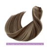 Weft Hair Extensions Sew in Human Hair Extensions Blonde Highlighted 18 Inch Sew in Hair Weft Extensions Real Human Hair Medium Brown with Bleach Blonde Highlights Hair Weave Bundles 100g