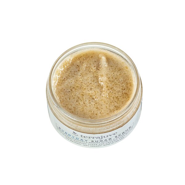 Terrajuve Sugar Scrub - Made of Demerara Sugar and Enriched with Raw Shea Butter Exfoliating Body and Face Scrub Hydrates, and Renews Skin to a Natural Shine Pure, Organic, Made in USA