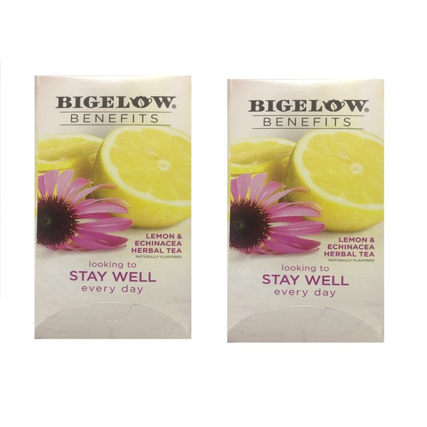 Bigelow Benefits Herbal Tea (Pack of 2) Lemon & Echinacea, 18 Count (Pack of 2)