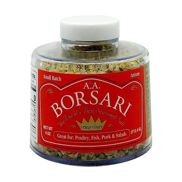 Borsari Orange Ginger Seasoned Salt - Gourmet Salt For Cooking With Orange Ginger and Herbs - Gluten Free All Natural and Keto Friendly Multi-Purpose Seasoning - 4 oz Shaker Bottle