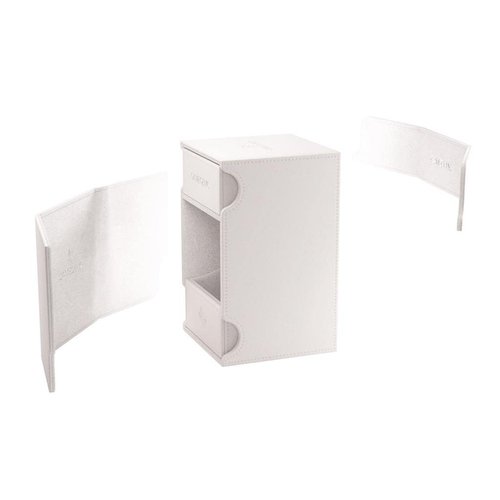 Watchtower 100+ XL Convertible Deck Box | Double-Sleeved Card Storage | Card Game Protector | Nexofyber Surface | Holds Up to 100 Cards | White Color | Made by Gamegenic (GGS20121ML)