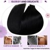 LaaVoo Black Tape in Hair Extensions Human Hair Jet Black Tape ins for Black Women Human Hair Thick End Straight 18 inch 20pcs 50g