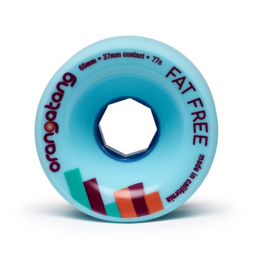 Orangatang Fat Free 65 mm 77a Freeride Longboard Skateboard Wheels (Blue, Set of 4)