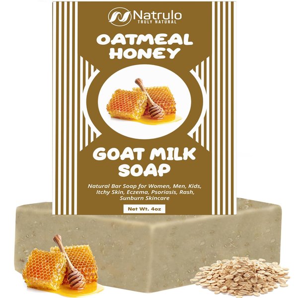 Cactus Honey & Oats Goat's Milk Soap Bar 4 oz – Natural Bar Soap for Women, Men, Kids, Itchy Skin, Eczema, Psoriasis, Rash, Sunburn Skincare – Calming Colloidal Oatmeal Face Cleanser & Body Wash