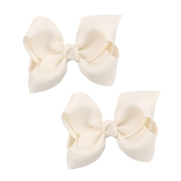Koolgil Baby Girl's 2Pcs Cute 3 Inch Pure Color Bow-knot Hair Clip for Photography Travel Daily Life (Cream)