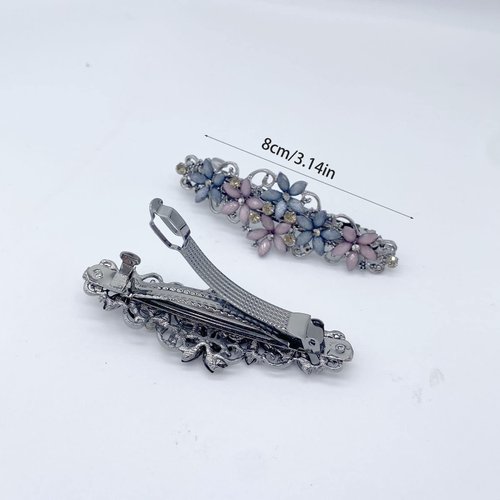 4 PCS Elegant Hair Barrettes for Women Ladies, Flower Crystal Rhinestones Barrettes Spring Hair Clip Accessories Women Fashion Ponytail Holders Barrettes for Daily Wear Mothers Day Gifts