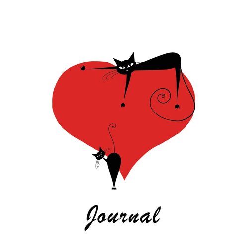Journal: Black Cats on Heart 6x9 - GRAPH JOURNAL - Journal with graph paper pages, square grid pattern