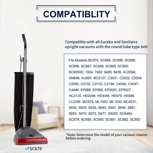 KEEPOW Vacuum Belt 66100, 13 Pack Round Vacuum Belts Replacement Vacuum Parts Compatible with Sanitaire Eureka Vacuum Cleaner, SC679 C2094 Belt, Part Number 30563B, 30563A