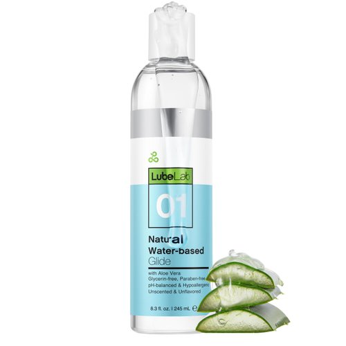 Lubelab Waterbased Lube 8.3 Fl Oz. Personal Lubricant w/Aloe & Vitamin E, Hypoallergenic, Free of Paraben&Glycerin&PEGs, PH-Balanced, Natural Smooth Slippery Glide Gel for Couples, Men, Women