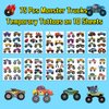 Ozepao Monster Trucks Temporary Tattoo for Kids, 10 Sheets Monster Truck Fake Tattoos for Boys Party Favors, Goodie Bags Stuffers, Brithday Supplies Decorations