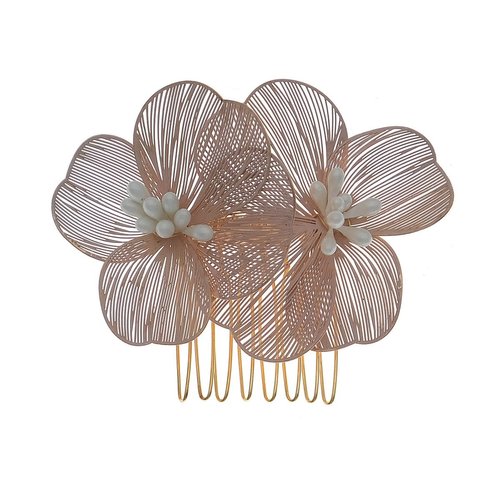 Decorative Hair Combs for Women Wedding Hair Comb for Bride Petal-Shape Silhouette Flower Hair Clip for Women Decorative Hair Side Comb Wedding Head Pieces Hair Accessories for Party Prom (KC)