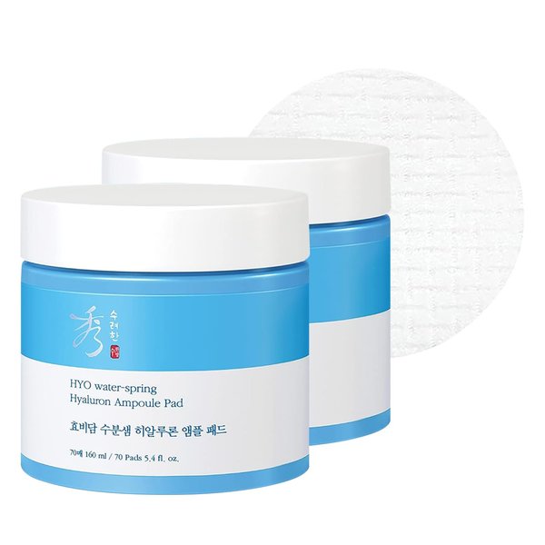 Sooryehan HYOBIDAM Water Spring Hyaluronic Acid Ampoule Pad by LG Beauty (140 pads) - Daily Facial Toner Pads for Soothing, Moisturizing, & Exfoliating | Korean skincare