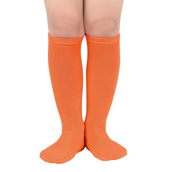 American Trends Toddler Softball Socks Orange Baseball Socks Kids Girls Soccer Socks Knee High 1 Pack Solid Orange