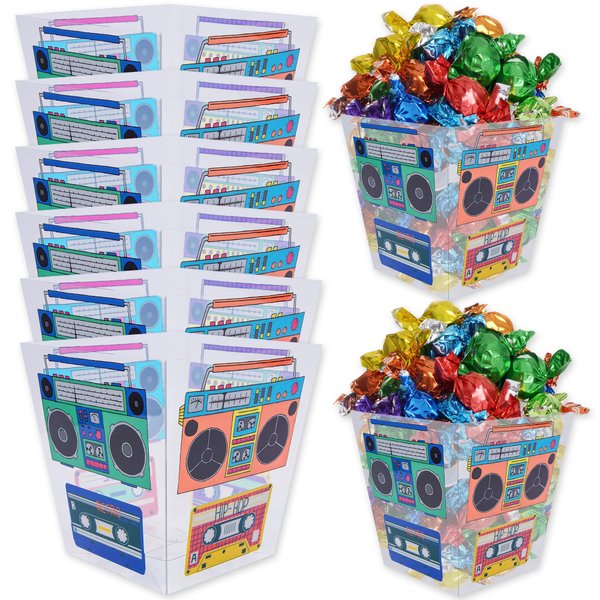 80s Bucket Centerpiece, 8Pcs 90s Tape Radio Party Supplies, 90s Theme Birthday Party Decoration Tape Radio Table Decor, Retro Hip Hop Disco Pop Music Party