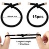 KIKOOD 15pcs Black Elastic Hair Ties Ponytail Holders for Women Knotted Hair Rope Adjustable Stretchy Rubber Bands Bow Hair Ties for Girls Hair Accessories