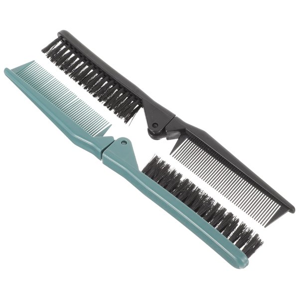 2pcs Double Teeth Folding Comb Men's Portable Collapsible Pocket Bristle Hairstyle Brush for Women
