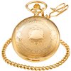 Realpoo Gold Smooth Shield Round Case Quartz Pocket Watch Quartz Movement with Chain-Gold