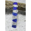 Genuine Surf Tumbled Frosted White and Blue Sea Glass French Barrette Hair Clip 4" or 100 mm Length - Quantity of 1