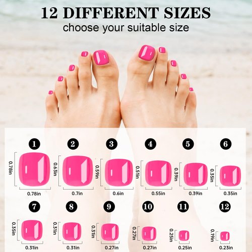 JOAOYO Press on Toenails 12 Colors 288 PCS Toe Nail Press Ons Short Square with Nail Glue,6 Glossy Press on Toe Nails Full Cover,4 Glitter Fake Toe Nails, 2 French Tip Toe Press on Nails for Summer
