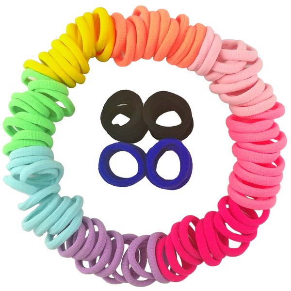 YuanKanJu Hair Ties for Toddlers 100 PCS Cute 10 Colors 1.25 Inch Mini Seamless No Pull Small Size Hair Bands Ponytail Holder YYM