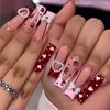 ROFIBUT Heart Pearls Nail Charms Acrylic Pearls 3D Nail Art rhinestones Cute Nail Gems Valentines Nail Art Supplies Red Pink White Hollow Heart Pearls Nail Diamond for Crafts Jewelry Accessories 90Pcs