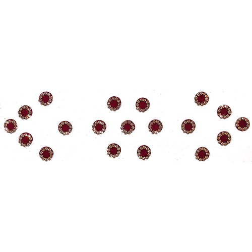 Generic Multi Size Indian Daily Use Dot Bindi Tattoo Stickers Adhesive Body Bindi Face Jewelry Forehead Bindi Round Dot for Women Bridal Forehead Decor (Maroon with golden border, 4 mm)