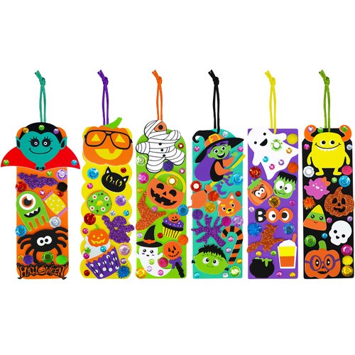 Winlyn 36 Sets Halloween Craft Kits Halloween Crafts DIY Halloween Bookmarks Art Sets Bats Monster Jack-O'-Lantern Ghost Foam Stickers Arts and Crafts for Kids Classroom Activities Holiday Fall Crafts
