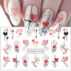 Romantic Heart Nail Stickers Valentines Day Water Transfer Nail Art Stickers for Nail Designs Valentine Nail Decals for Nail Art Supplies Cartoon Love Heart Sticker Nails for Women Nail Decorations