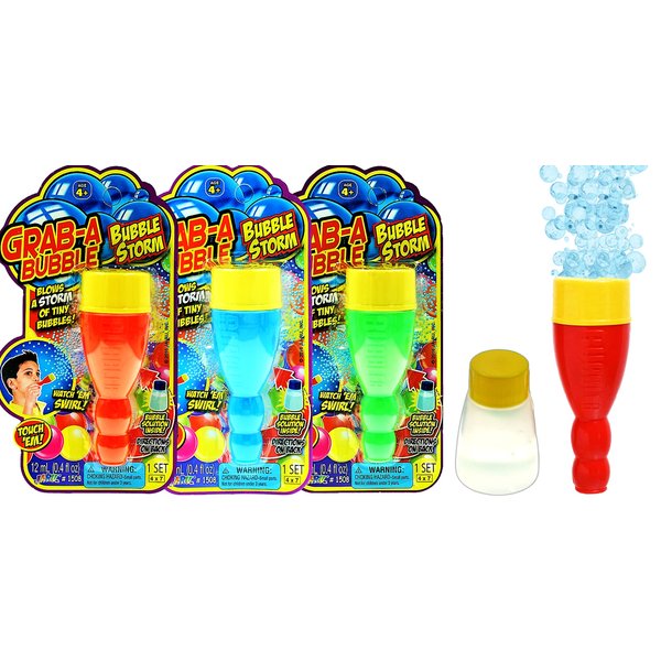 JA-RU Grab a Bubble Storm Touchable Bubbles Blowing Toy (3 Pack) I Hundred of Touching Bubbles Soap Solution Toy Favors I Party Favor Pinata Filler in Bulk.1508-3A