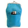 Women 100% Pure Leather Cigarette Case Lighter Match Pocket Zipper Coin Pouch -4 Color (Teal)