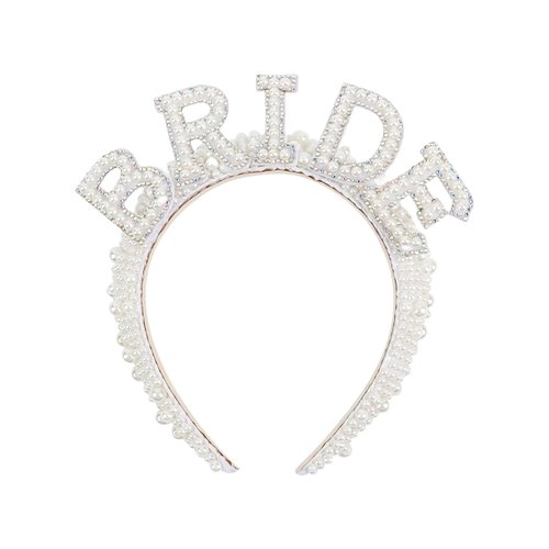 SHIDOW Pearl Bride Headbandty, Bride-to-Be Headband with Pearls - Bachelorette Party Decorations and Bridal Shower Gift(1 Pair)