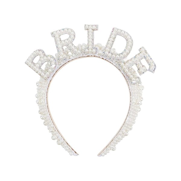 SHIDOW Pearl Bride Headbandty, Bride-to-Be Headband with Pearls - Bachelorette Party Decorations and Bridal Shower Gift(1 Pair)