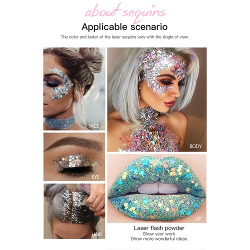 Blue Body Glitter Stick,Holographic Sequins Paint Sparkling Face Glitter for Women Face/Body/Hair/Eyes/Lip Glitter Makeup.