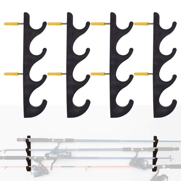 YYST Horizontal Fishing Rod Storage Rack Holder Wall Mount W Screws - No Fishing Rod- to Hold 8 Fishing Rods