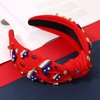 CEALXHENY 4th of July Headbands for Women, 4th of July Accessories, American Flag Patriotic Headbands, Rhinestone Pearl Knotted Headbands Beads Embellished Jeweled Headbands Holiday Gifts (US Flag G)