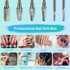 6Pcs Nail Drill Bits Set Professional, 3/32'' Electric Nail Drill Bits for Acrylic Gel Nails, Cuticle Nail Drill Bit Quick Gel Polish Remover Manicure Pedicure Tools with Cleaning Brush (Red)