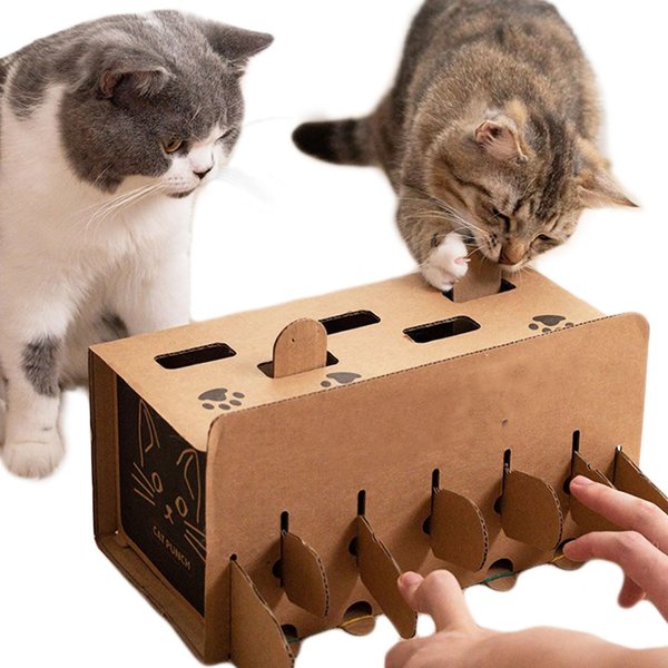 PAPIEEED Yamyidar Pet Cat Toy, Interactive Cat Hunt Training Cat Teaser Box Puzzle Toy Punch Game for Cat, Whack-A-Mole